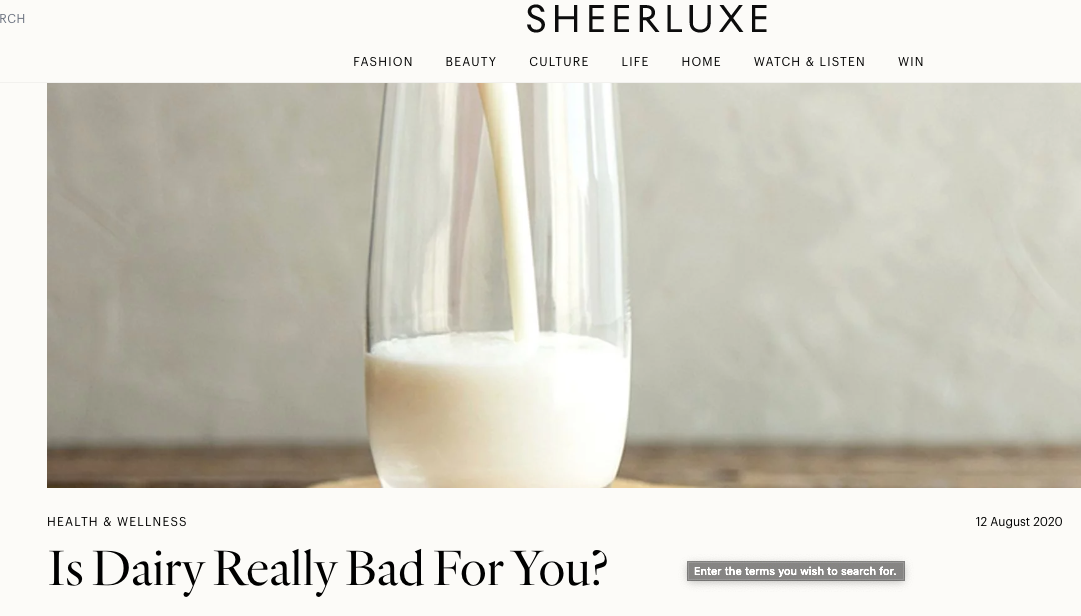 Sheer Luxe - Is Dairy really bad for you?